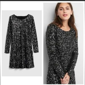 GAP Long Sleeve Sequin Black Swing
Dress, Size Petite XS, NWT